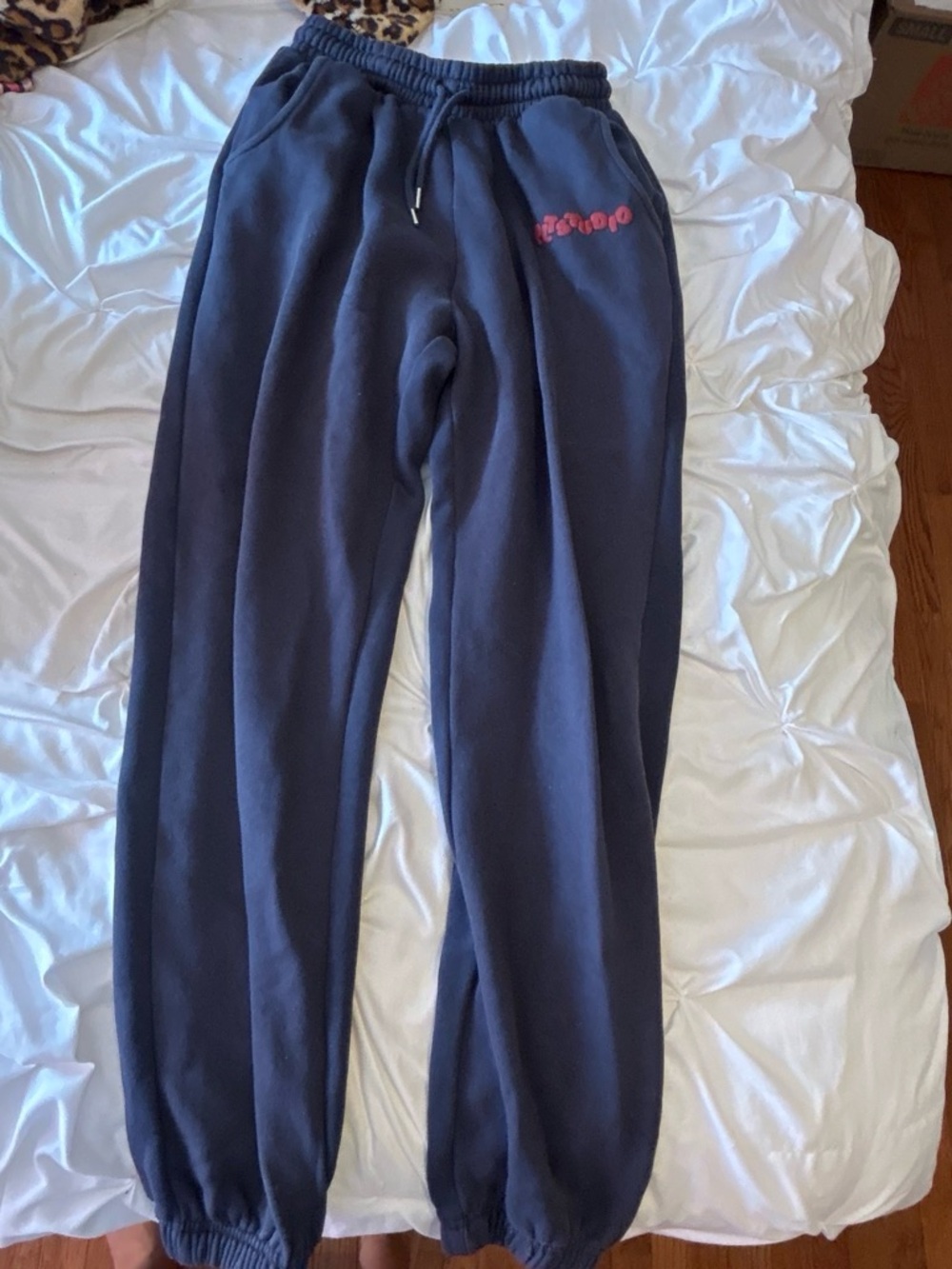 Women PRETTYLITTLETHINGS Navy Sweatpants with Red Logo